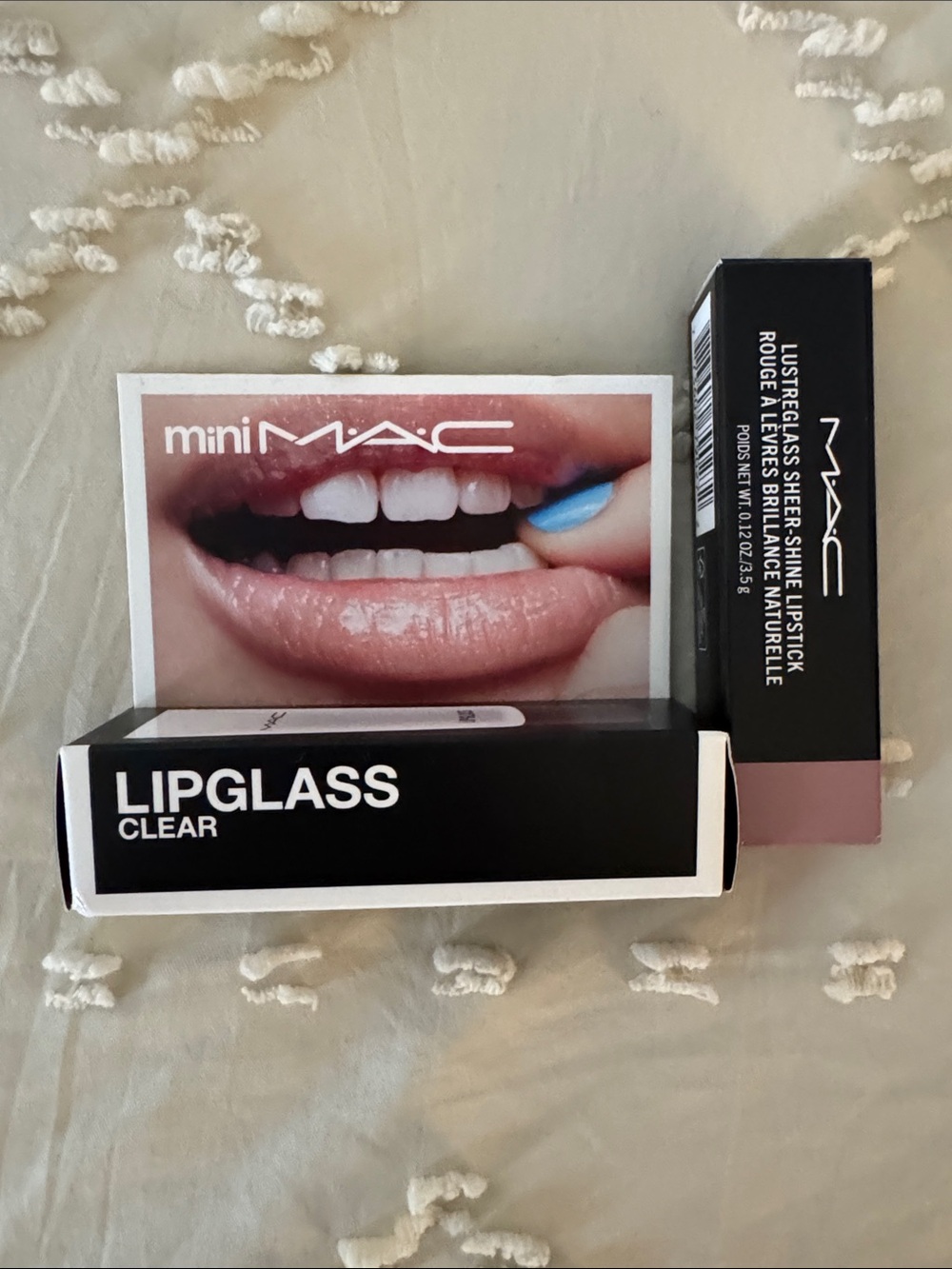 MAC Cosmetics Mini clear lipglass + lusterglass lipstick
